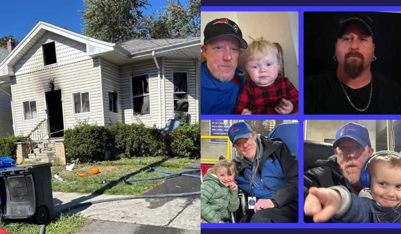 Erick DeCamp (in blue), Eric Peterson (top right), and DeCamp's three children.