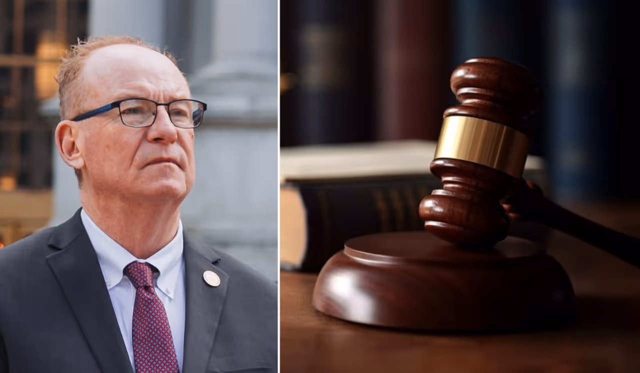 Left: New York State Sen. Robert Rolison. Right: A stock photo of a judge's gavel.