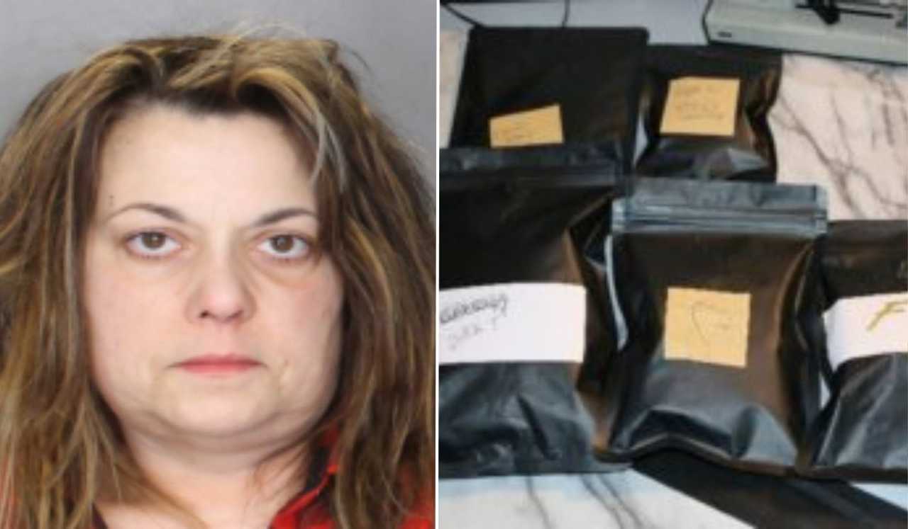 Carolyn Tolin and some of the recovered drugs.