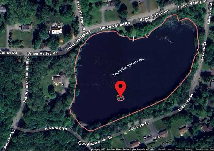 The fire was started on an island in Teakettle Spout Lake in Mahopac, police said.&nbsp;