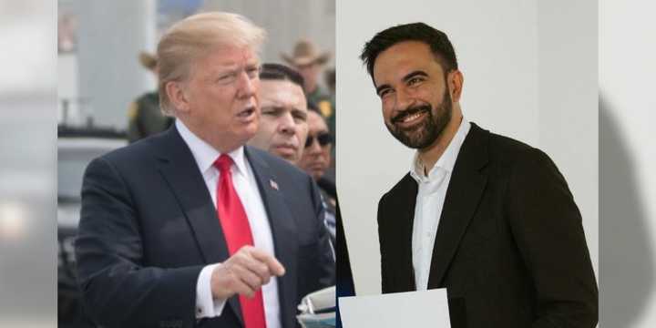 President Donald Trump (left) and New York&nbsp;Assemblyman Zohran Mamdani.