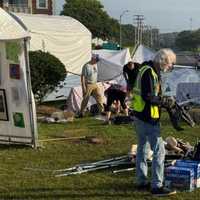 <p>The scene of the crash at the Montauk Art Show on Sunday, June 29.
  
</p>