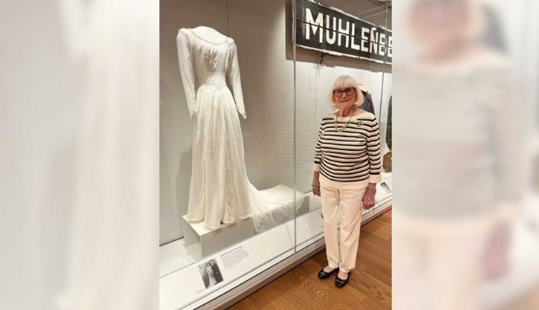 
Toni Cilberti and her wedding dress, now housed at the National World War II Museum.
