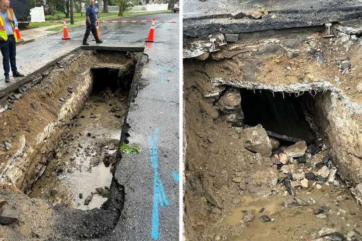 Update: Storm Water Drain Collapse On Road In Port Chester Could Take Weeks To Repair