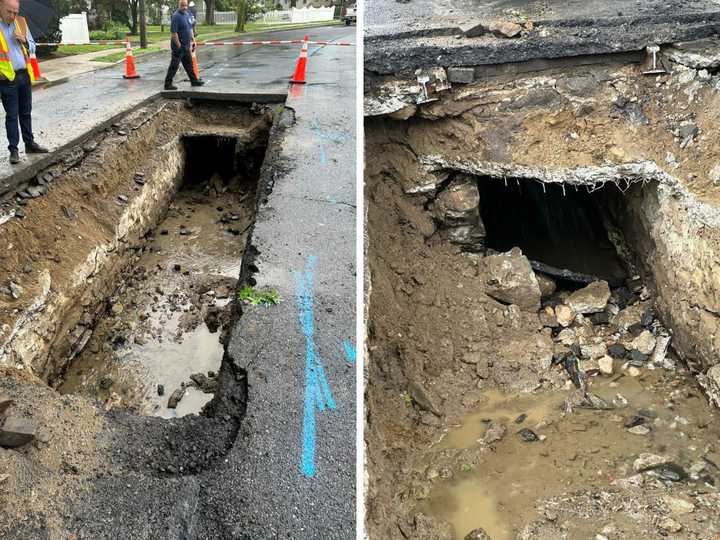 The section of the collapsed drain on North Regent Street in Port Chester.