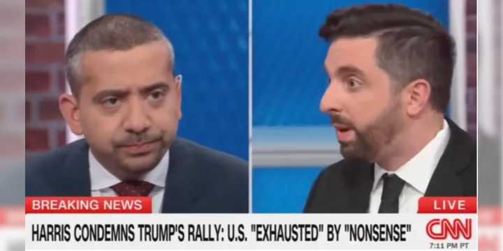 Mehdi Hasan (left) and&nbsp;Ryan Girdusky on CNN's NewsNight with Abby Phillip on Monday, Oct. 28.