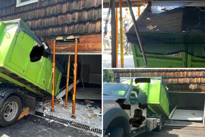 Truck Backs Into House In Westchester