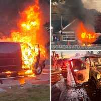 Van With Gas Tanks Inside Goes Up In Flames In Front Of Somers Firehouse