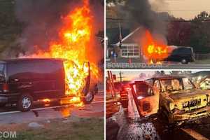 Van With Gas Tanks Inside Goes Up In Flames In Front Of Somers Firehouse