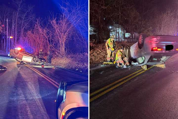 Car Lands On Roof In Early-Morning Hudson Valley Crash