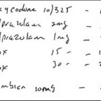 <p>A handwritten menu allegedly written by Nazirbage during a "backdoor sale." </p>