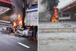 Dump Truck Catches On Fire, Impacts Traffic On I-84 In Southeast