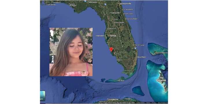 Leah Lendel (inset), Boca Grande, Florida (marked in red).