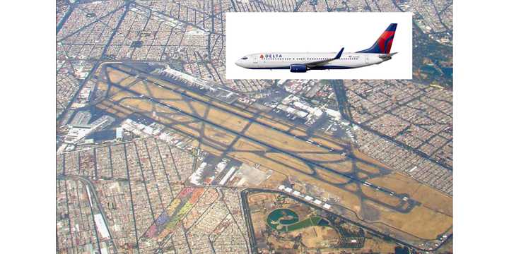 Benito Juárez International Airport, a Delta Boeing 737.