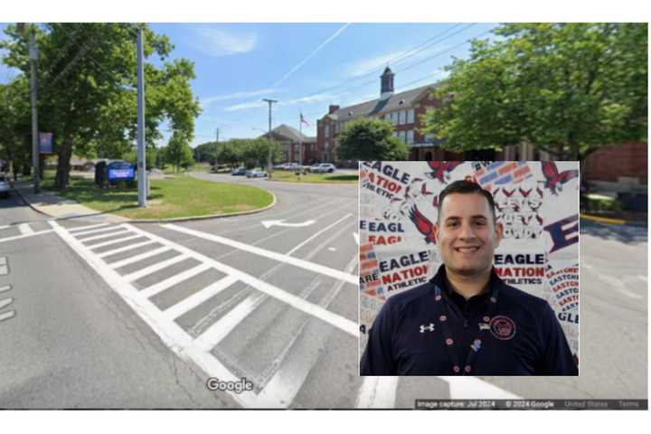 Eastchester High School and (inset) Interim AD Thomas Puccini.