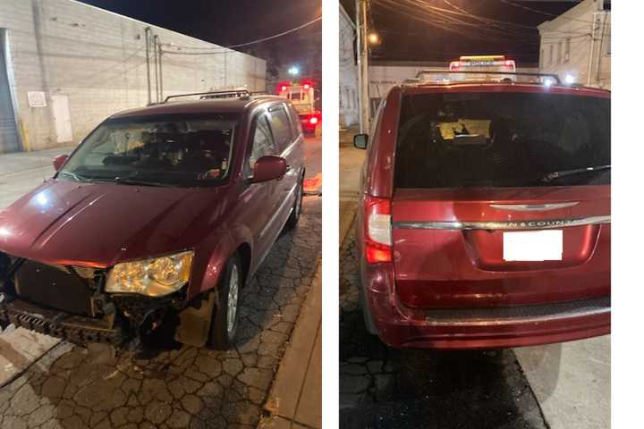 Police are seeking the driver of this red Chrysler Town &amp; Country with Texas plates.