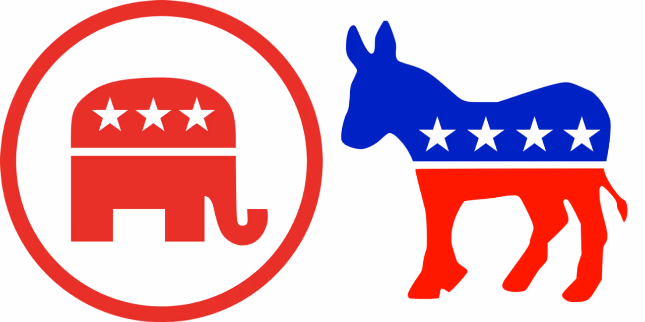 Republican and Democratic party logos. Republican and Democratic party logos.