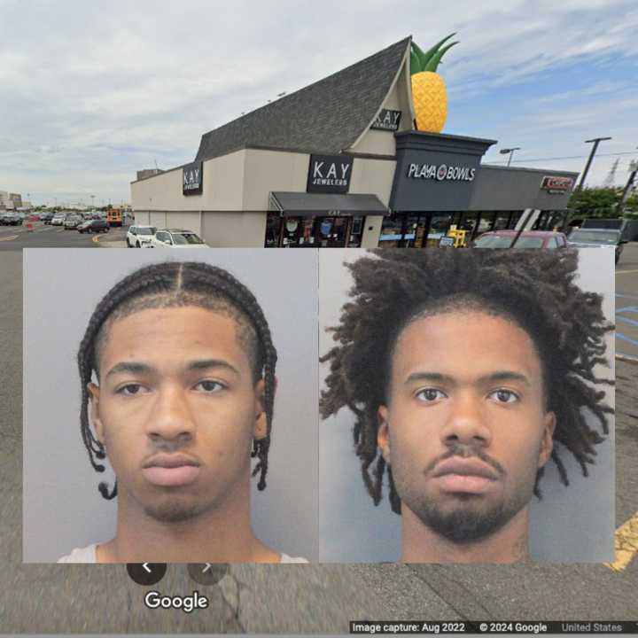 Suspects Kymani Blake, Demari Harvey, and the Kay Jewelers in Lawrence.