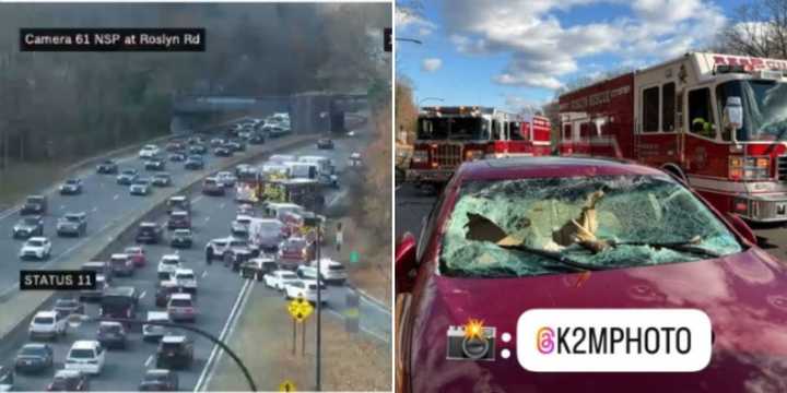 The scene of the incident on the Northern State Parkway in Roslyn Heights on Thursday, Dec. 5.
  
