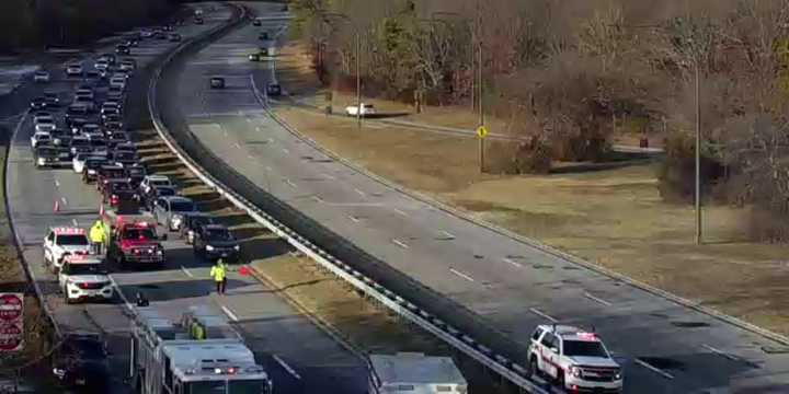 Emergency crews responded to a reported rollover crash on the Southern State Parkway near Sunrise Highway in East Islip on Tuesday, Dec. 24.
  
