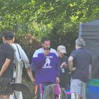 <p>Adam Sandler and Judd Apatow in Hackettstown filming "Happy Gilmore 2."
  
</p>