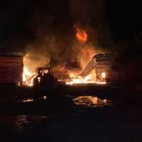 <p>Scene from the Bally barn fire on July 15.</p>