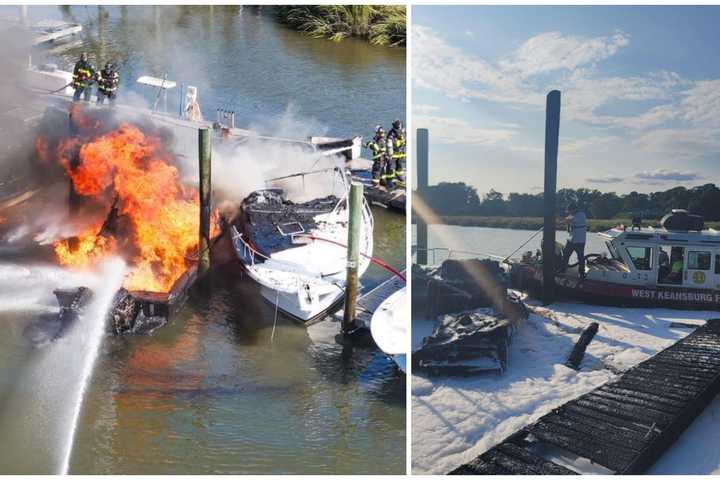 Two Firefighters Injured, Three Boats Destroyed In Keyport Marina Explosion (UPDATE)