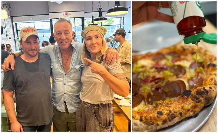 Bruce Springsteen stopped in for lunch at Talula's pizzeria in Asbury Park, NJ.