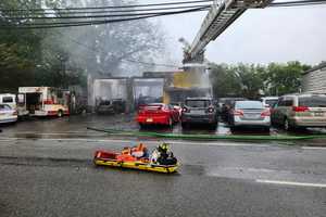 Massive Fire Breaks Out At Fort Lee Auto Shop, Firefighter Injured