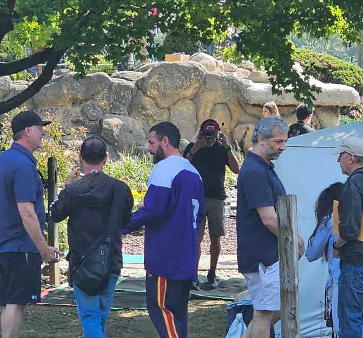 Adam Sandler and Judd Apatow in Hackettstown filming "Happy Gilmore 2."