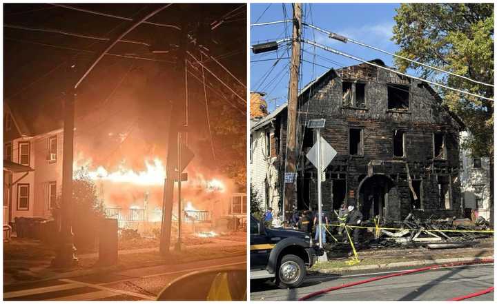 A house caught fire on&nbsp;Burlington Avenue in Delanco, NJ, on October 14, 2024.