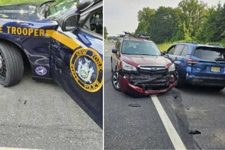 Trooper Injured After Vehicle Strikes Patrol Car On NY Highway