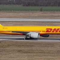 <p>A DHL airplane.</p>