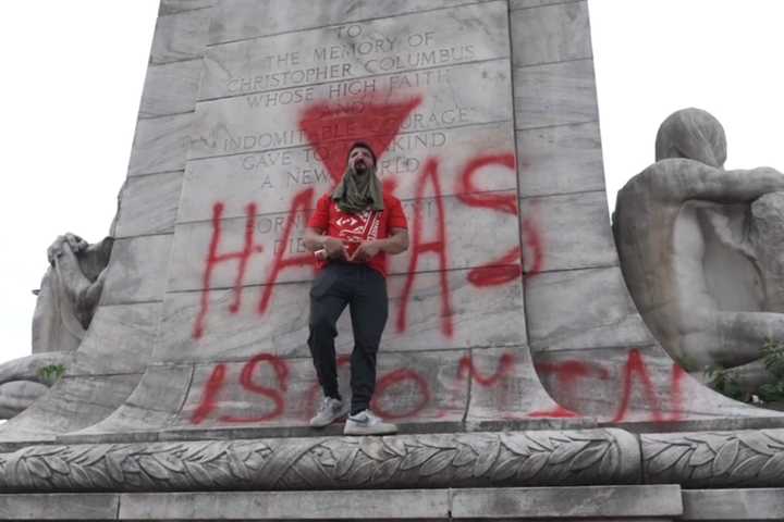 Virginia Protester Who Painted 'HAMAS IS COMING' On Statue Outside Union Station Charged: Feds