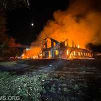 <p>The scene of the two-alarm farm and house fire. </p>