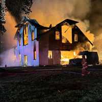 <p>The scene of the two-alarm farm and house fire. </p>