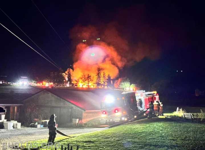 The scene of the two-alarm farm and house fire. 