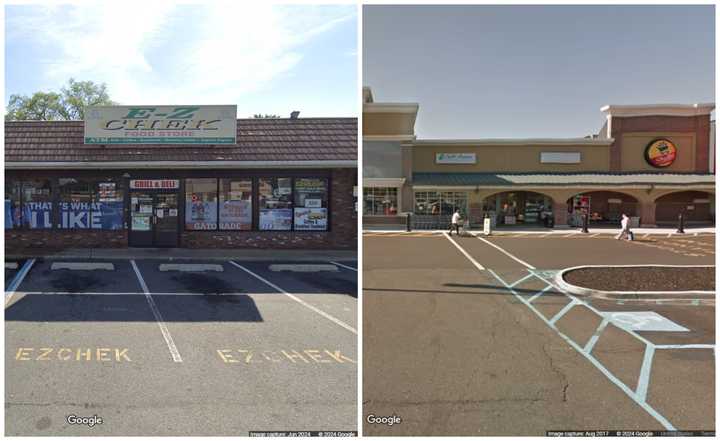 E-Z Chek food store on Main Street in Sayreville, NJ, and the ShopRite supermarket on Route 35 in Hazlet, NJ.