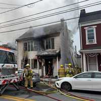 <p>The scene of the house fire in Lititz.</p>