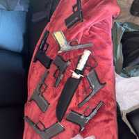 <p>Firearms bases and a knife recovered from the residence of Tahmeir Wilson, 24, of Upper Pottsgrove.
  
</p>