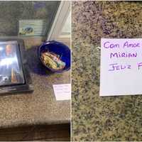 <p>Police in Maranhão, Brazil, said this is how the poisoned eggs and treats were sent to the ex's home. Translated, the note reads: "With love for Mirian Lira. Happy Easter"</p>