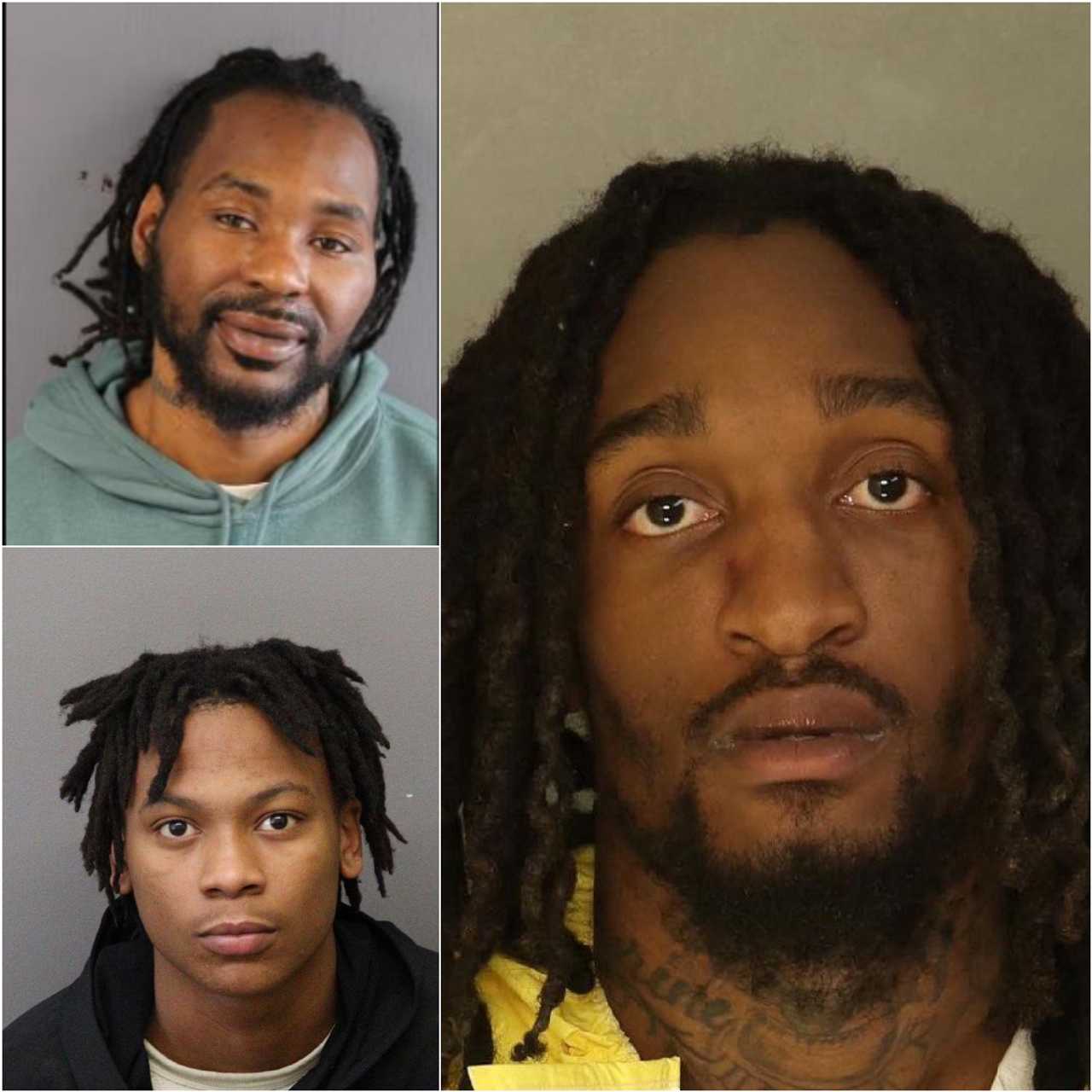 Three of the four suspects charged in a Newark shooting that killed three people. Three of the four suspects charged in a Newark shooting that killed three people.