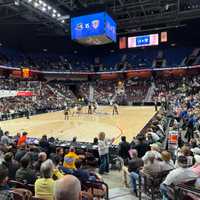 <p>Tipoff of a men's college basketball game between the Providence Friars and St. Bonaventure Bonnies at Mohegan Sun Arena on December 14, 2024.</p>