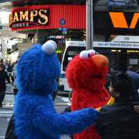 <p>Elmo on the streets.</p>