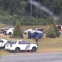 Vehicle Crashes In Central Jersey, Overturns Into Garden State Parkway Median (DEVELOPING)