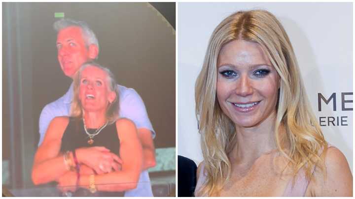 Former Astronomer CEO Andy Byron and former HR chief Kristin Cabot seen at a Coldplay concert in Foxboro, MA, on July 16, 2025, and actress Gwyneth Paltrow.