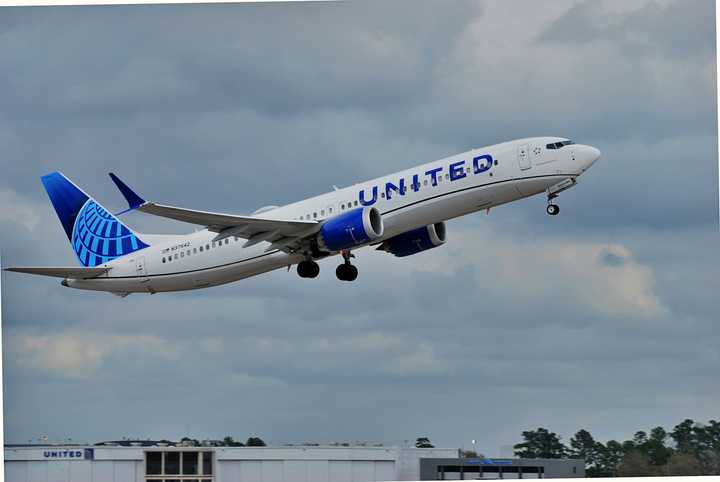 A United Airlines plane taking off at&nbsp;George Bush Intercontinental Airport in Houston.