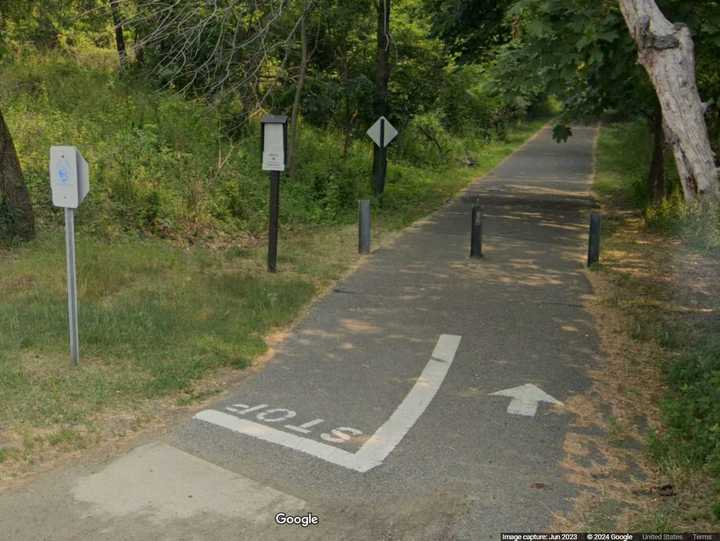 The Henry Hudson Trail near the crossing with School Road East in Marlboro, NJ.
  
