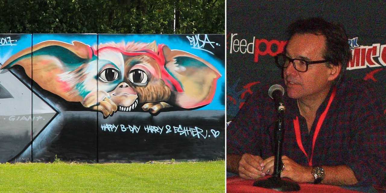 "Gremlins"-inspired graffiti art in the Netherlands (left) and filmmaker Chris Columbus. "Gremlins"-inspired graffiti art in the Netherlands (left) and filmmaker Chris Columbus.