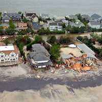 <p>An aerial view of the damage from Hurricane Sandy in Mantoloking, NJ.</p>